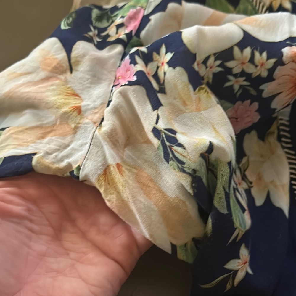 Anthropologie Farm Floral Blue and White Bell Sleeve Wrap Dress - Picture 5 of 8